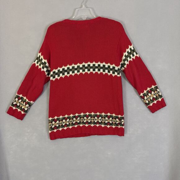 Christmas Sweater Women Petite Sz Sm Cardigan Embroidered Festive Holiday Party - Picture 2 of 15
